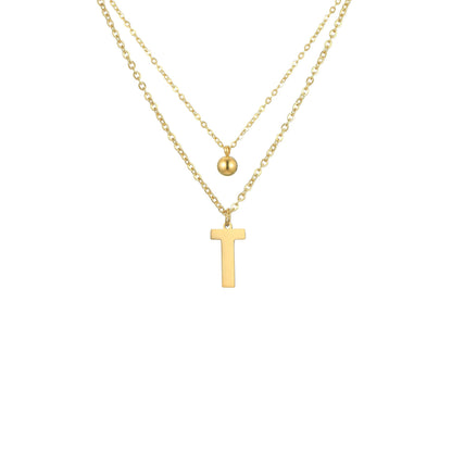 Layered Initial Letter Necklace