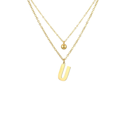 Layered Initial Letter Necklace