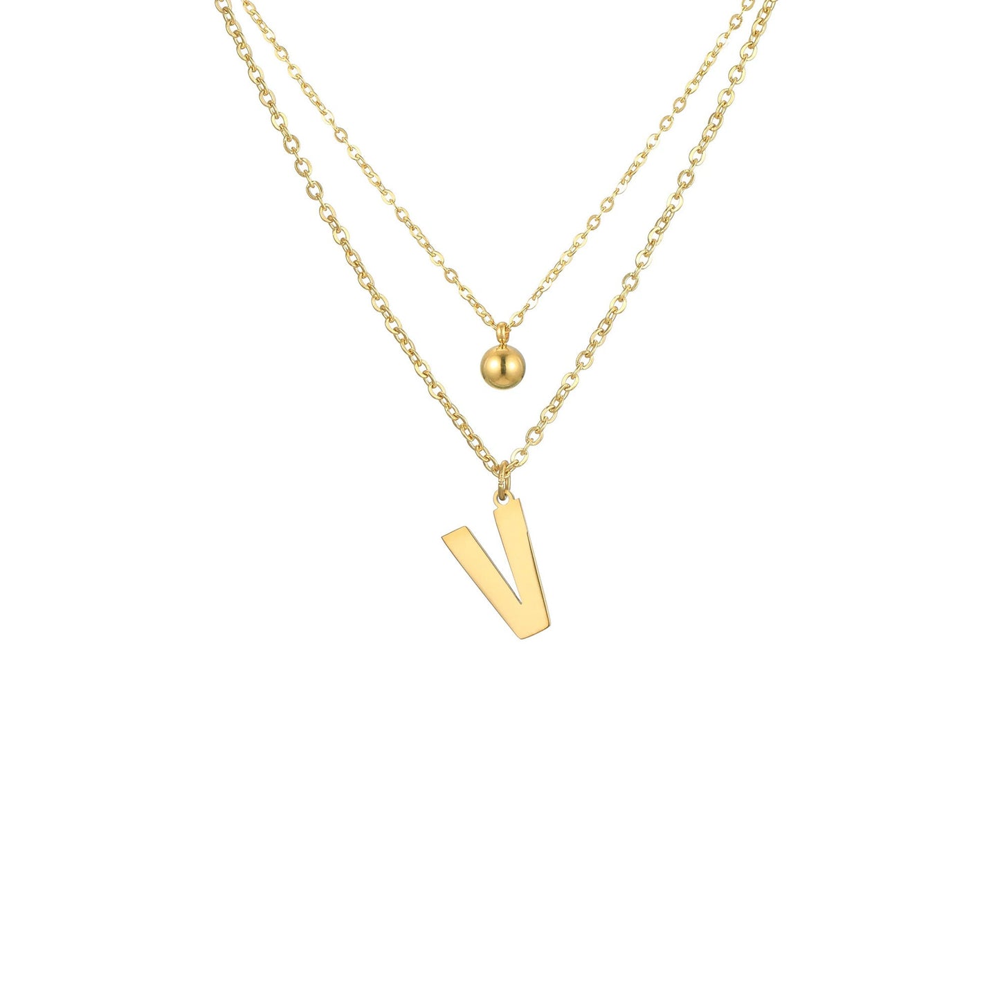 Layered Initial Letter Necklace