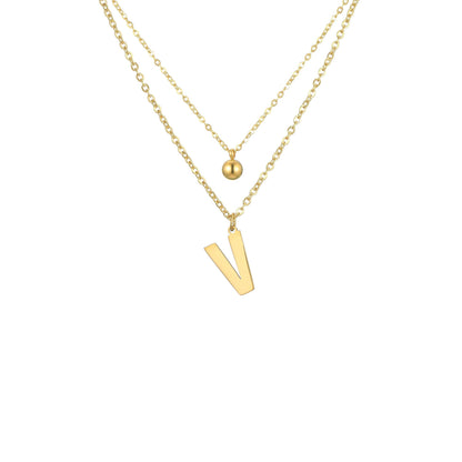 Layered Initial Letter Necklace