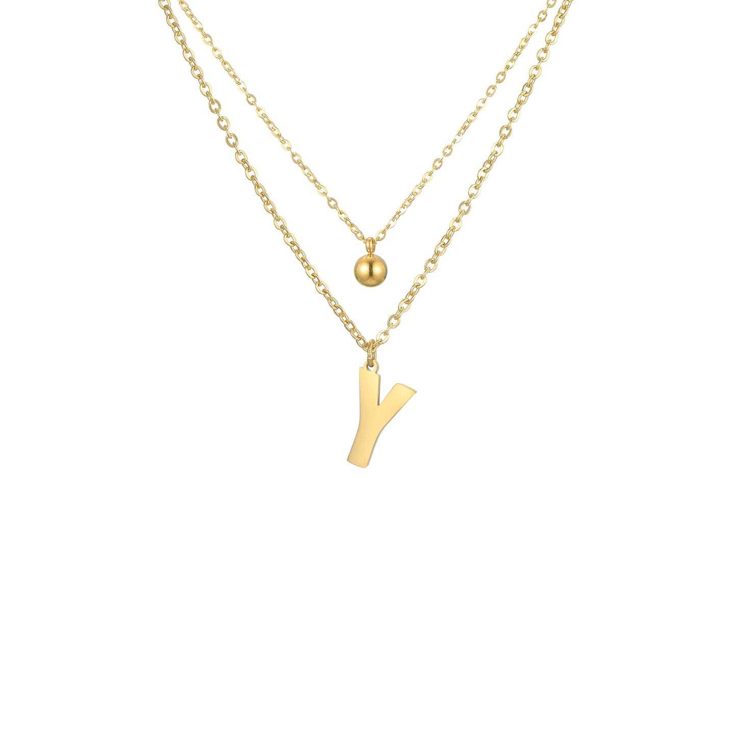 Layered Initial Letter Necklace