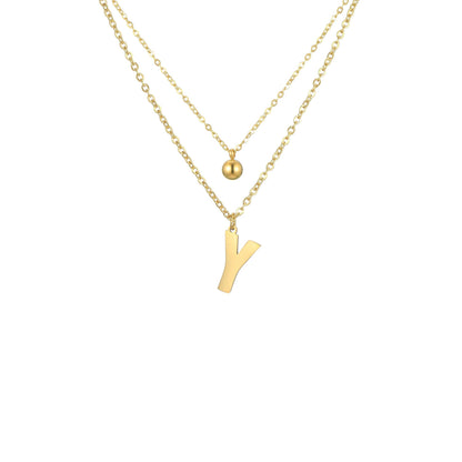 Layered Initial Letter Necklace