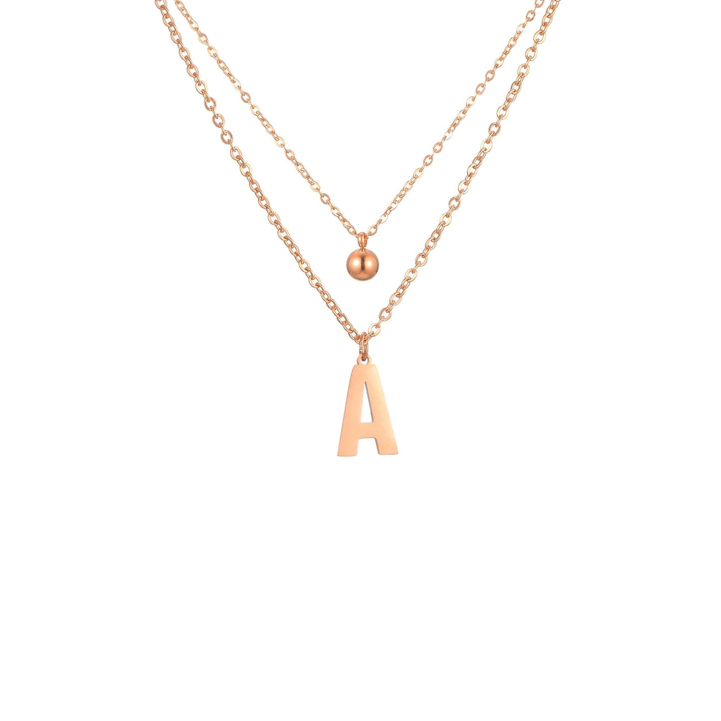 Layered Initial Letter Necklace