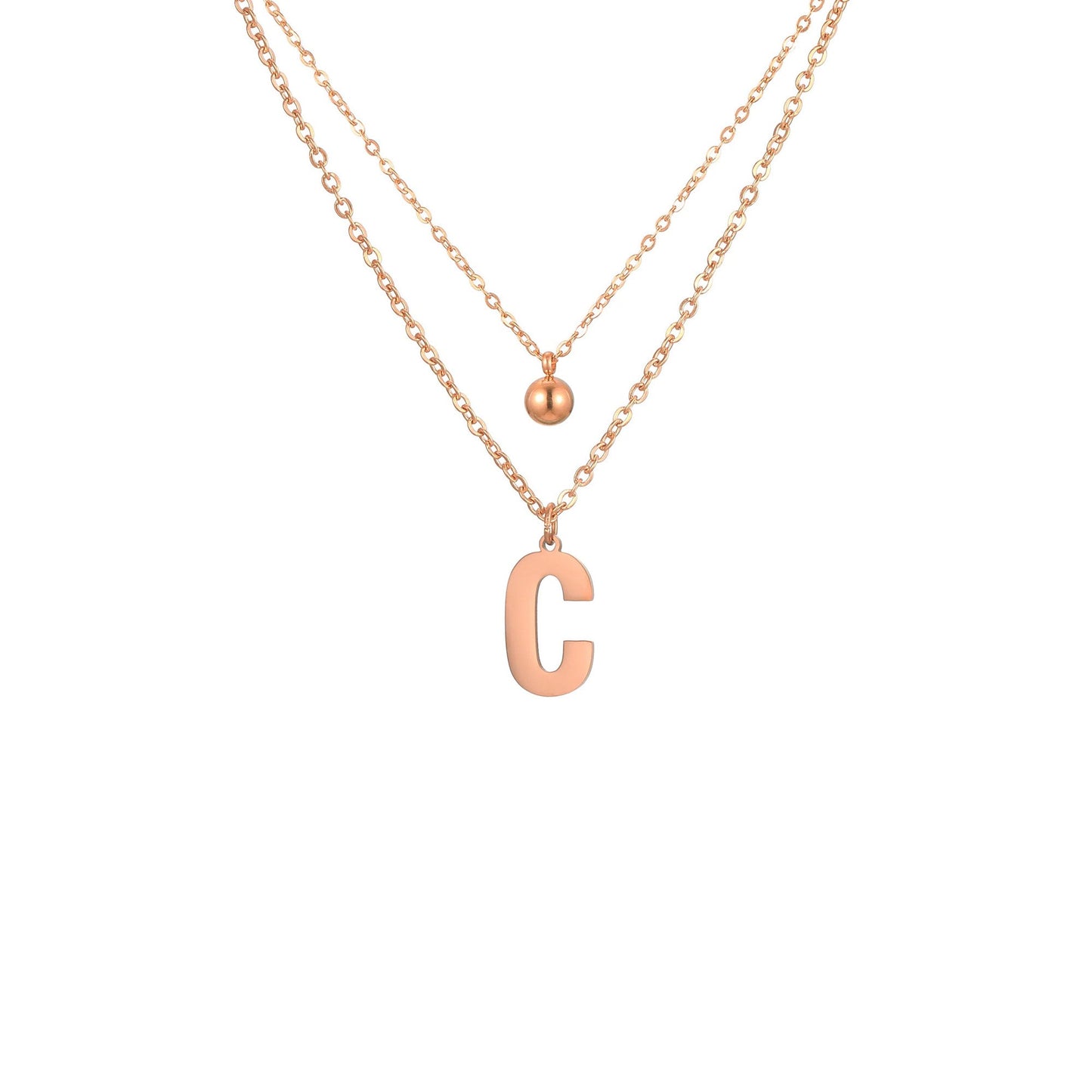 Layered Initial Letter Necklace
