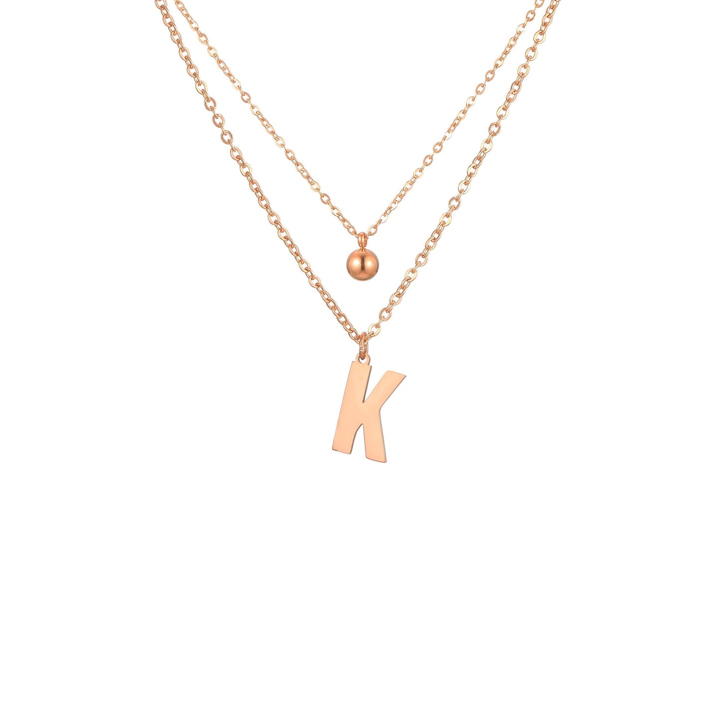 Layered Initial Letter Necklace