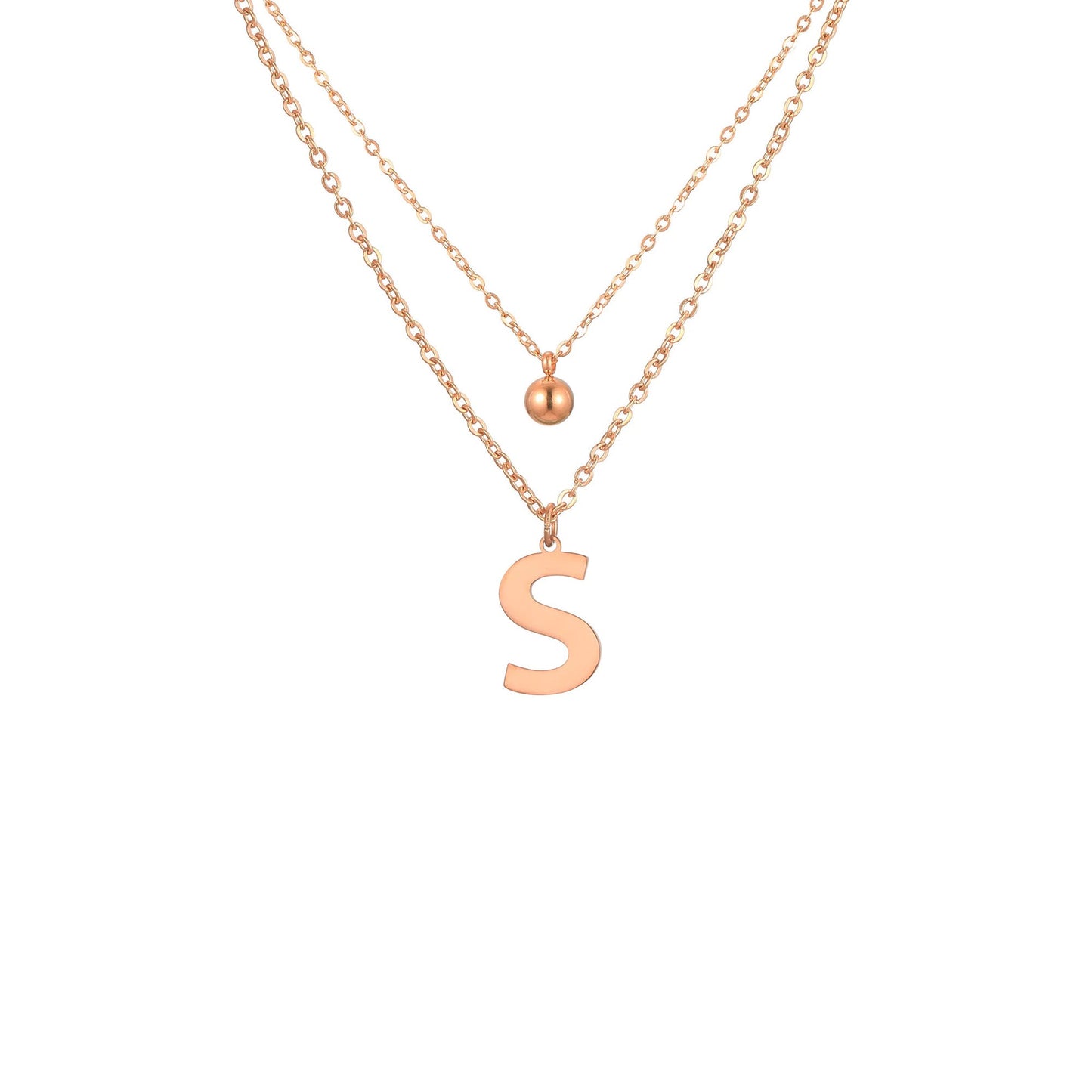 Layered Initial Letter Necklace