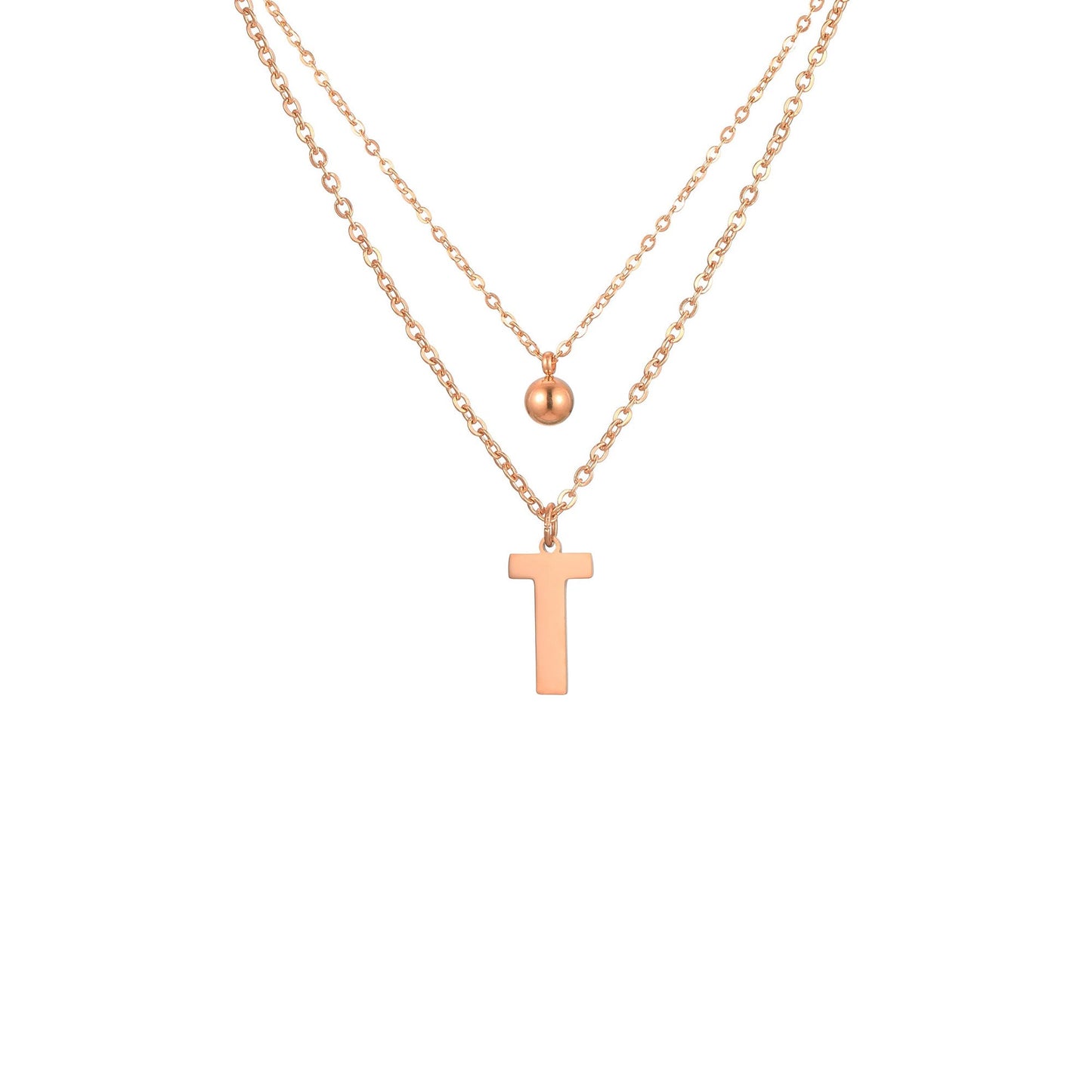 Layered Initial Letter Necklace