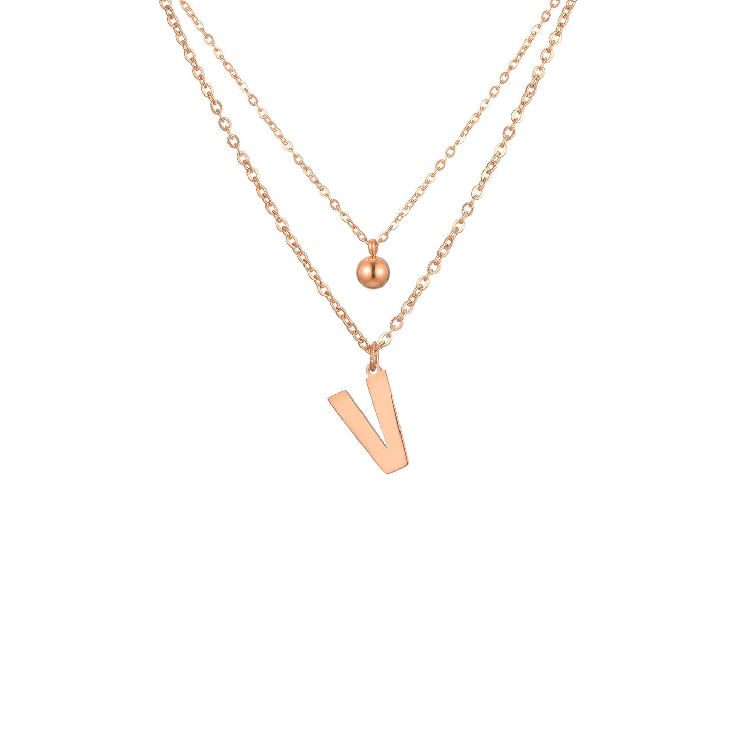 Layered Initial Letter Necklace