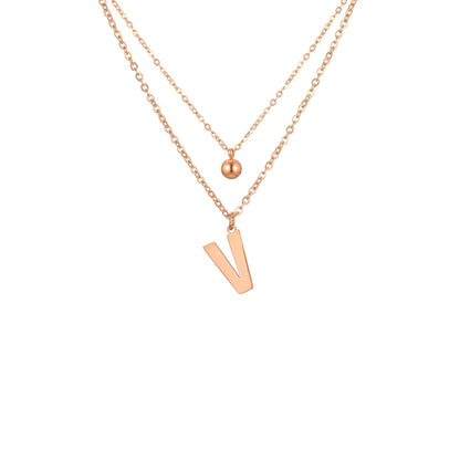 Layered Initial Letter Necklace