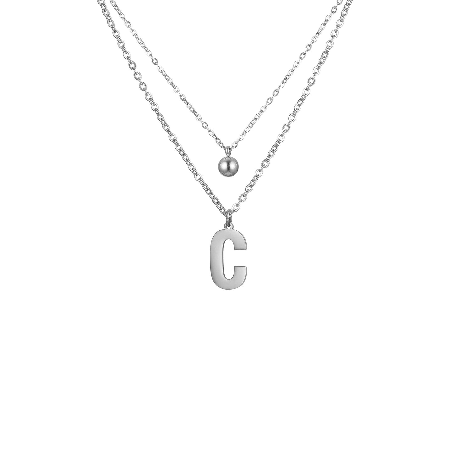 Layered Initial Letter Necklace