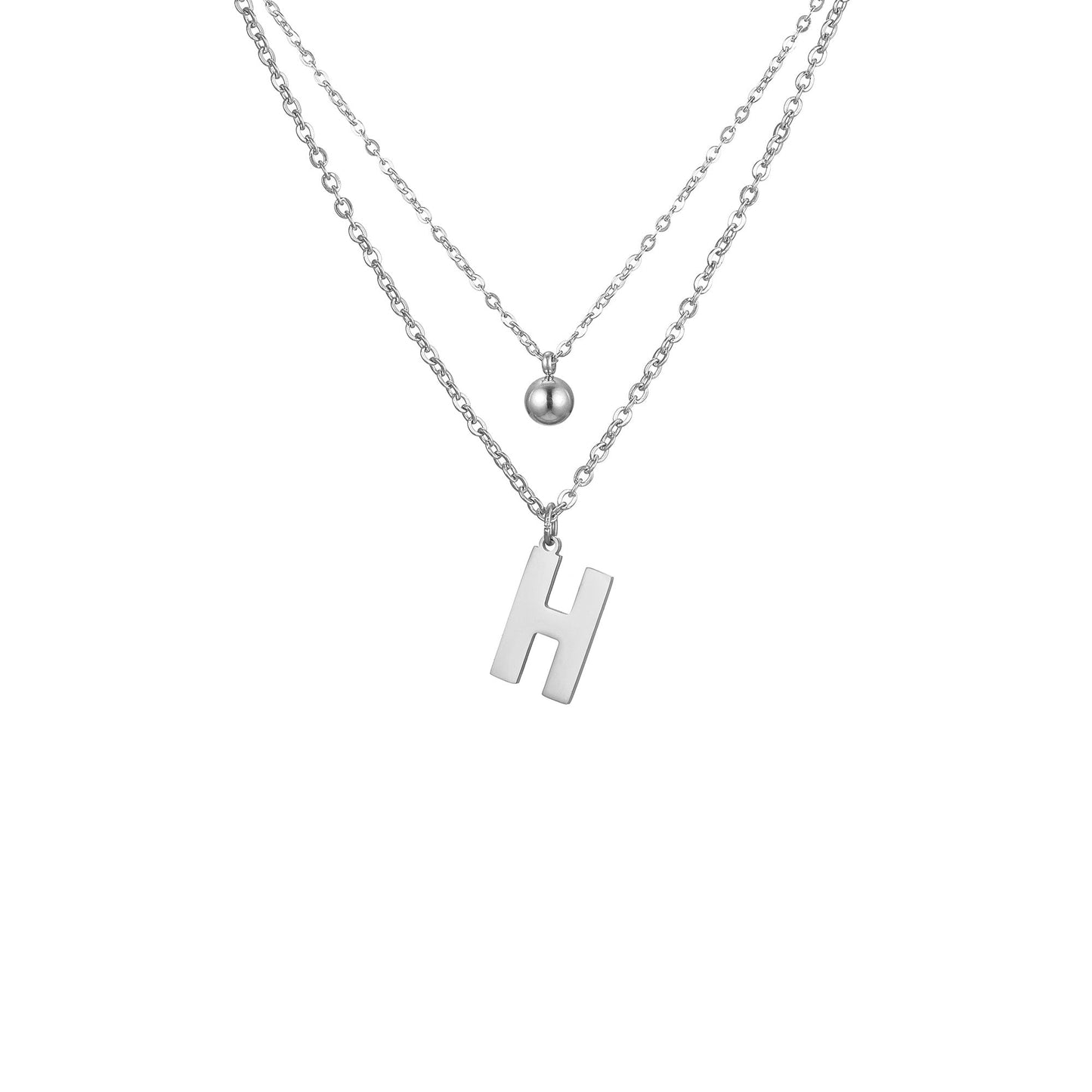 Layered Initial Letter Necklace
