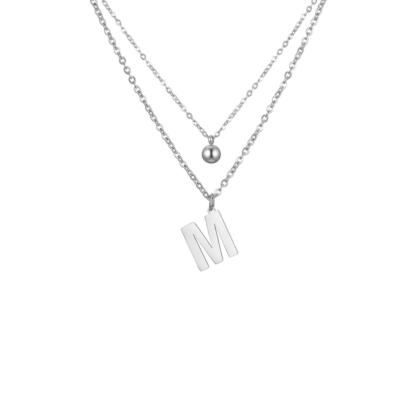 Layered Initial Letter Necklace