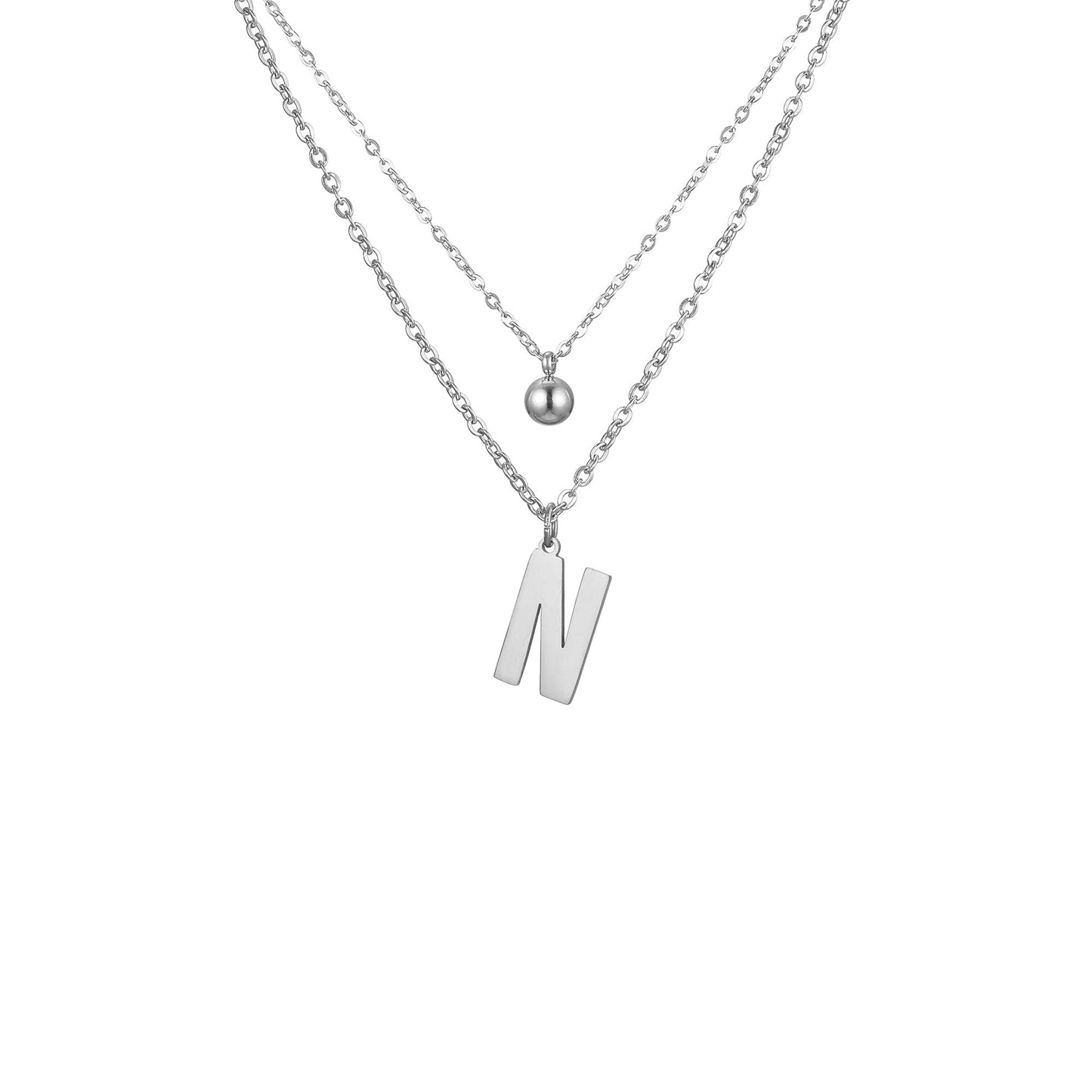 Layered Initial Letter Necklace