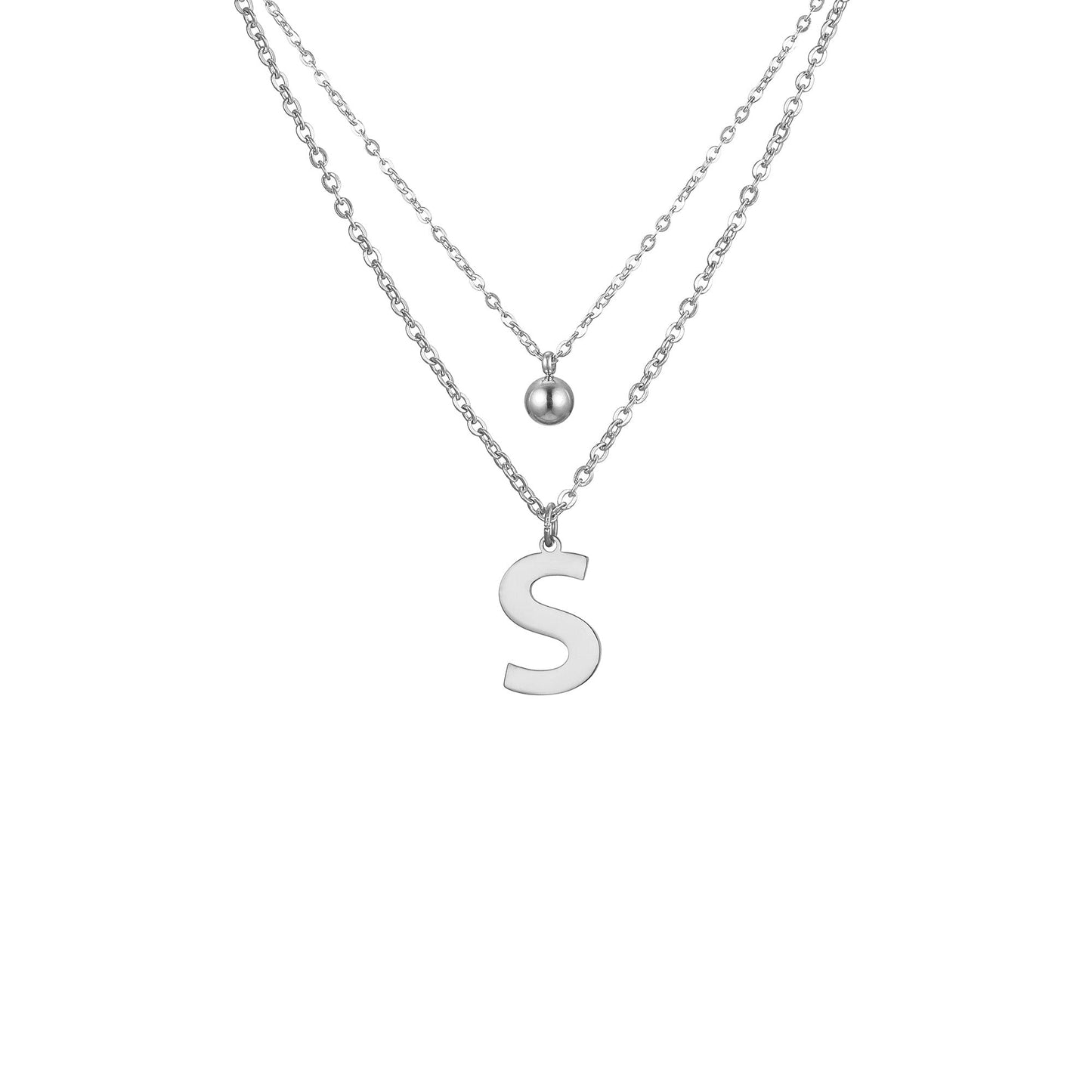 Layered Initial Letter Necklace