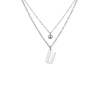 Layered Initial Letter Necklace