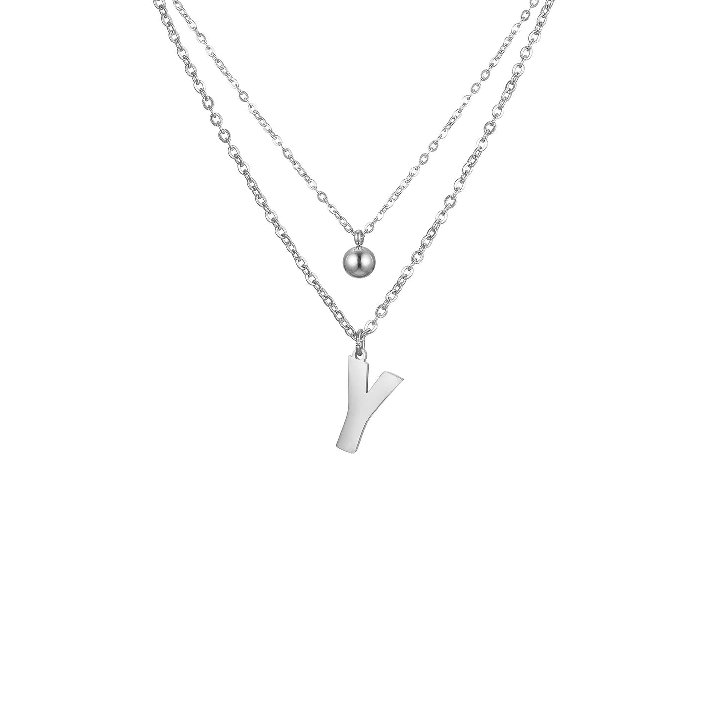 Layered Initial Letter Necklace