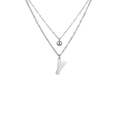 Layered Initial Letter Necklace