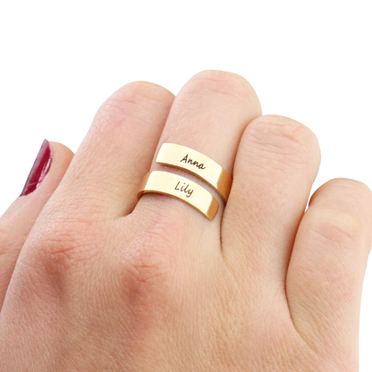 Elegant Two Name Ring