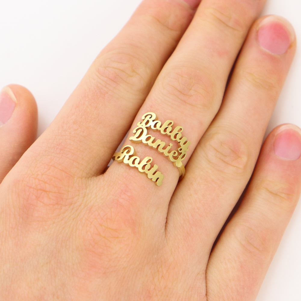 Luxury Custom Three Name Ring