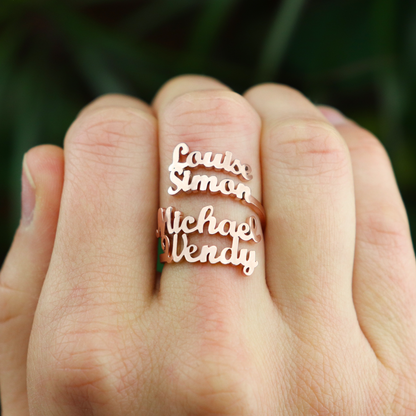 Personalized Four Name Ring