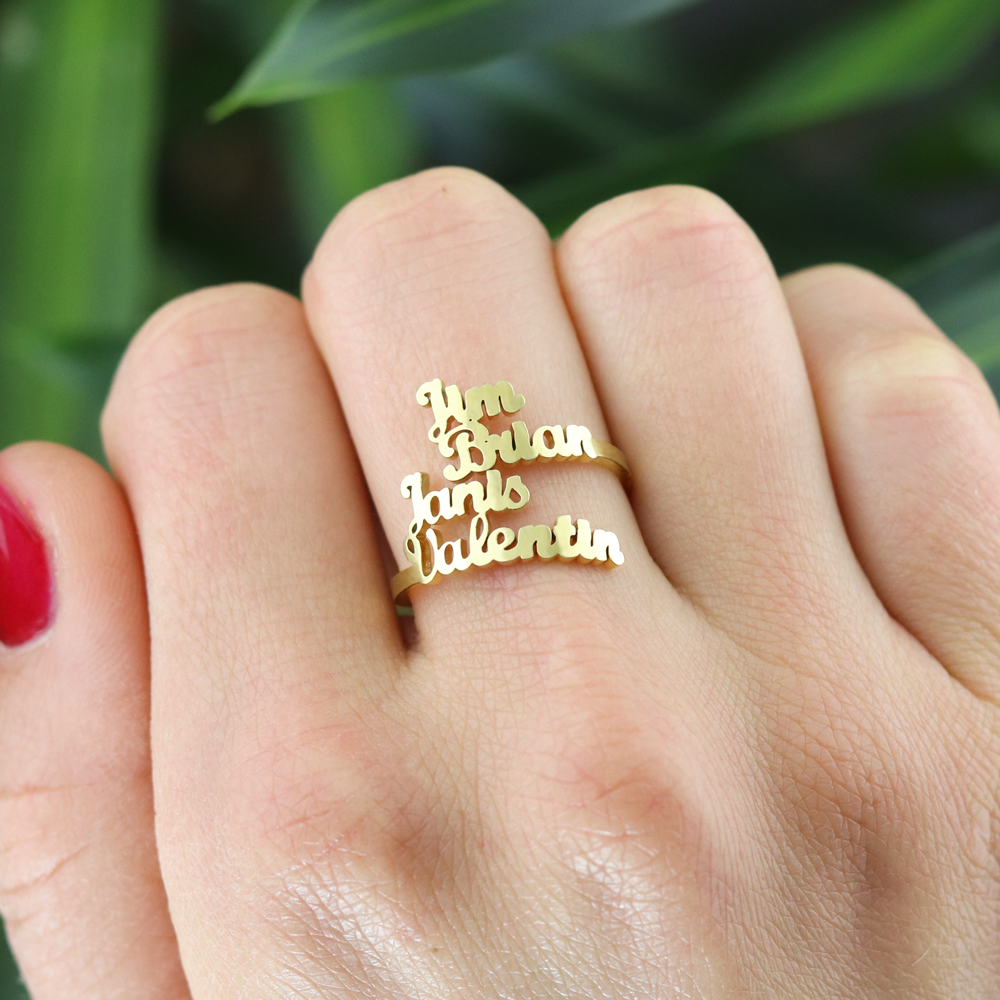 Personalized Four Name Ring