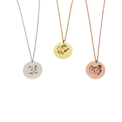 Personalized Print Round Charm Necklace