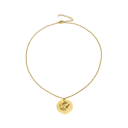 Personalized Print Round Charm Necklace