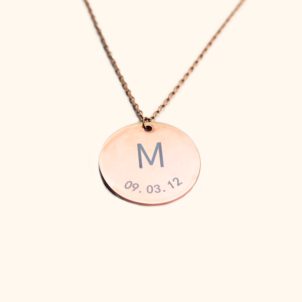 Custom Initial and Date Coin Necklace